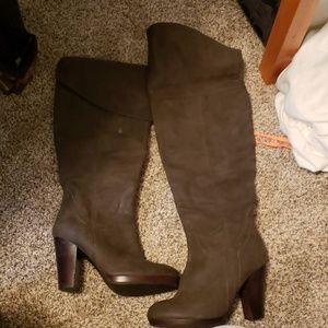 Kenneth Cole brown over the knee heeled boots